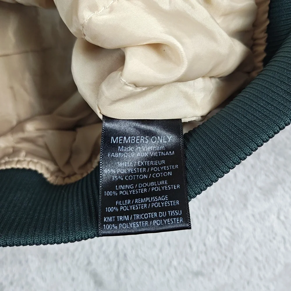 Vintage Members Only Jacket Mens Medium Green Bomber Racing Full Zip Retro Lined